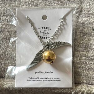 NWT- Harry Potter Silver and Gold Winged Necklace